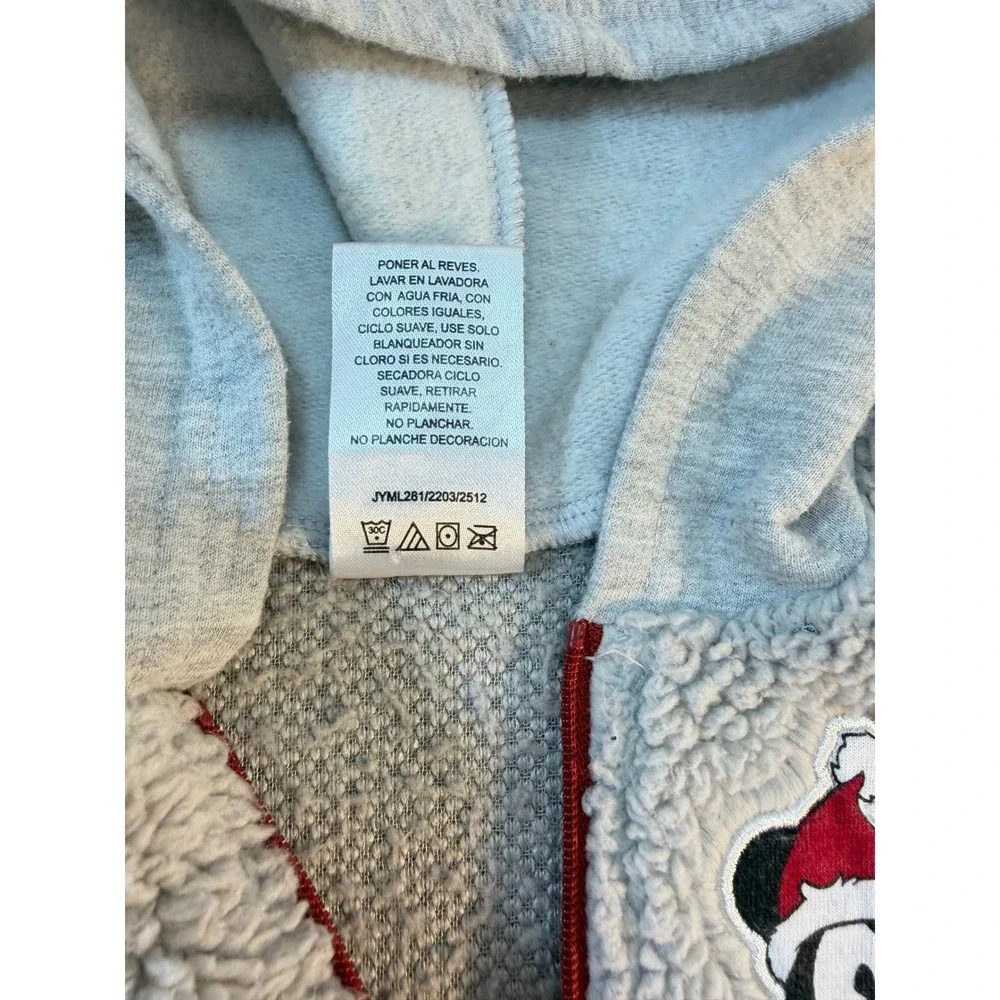 Disney Baby Hoodie Pants Set 6-9M Red Gray Mickey Mouse Christmas Sherpa READ